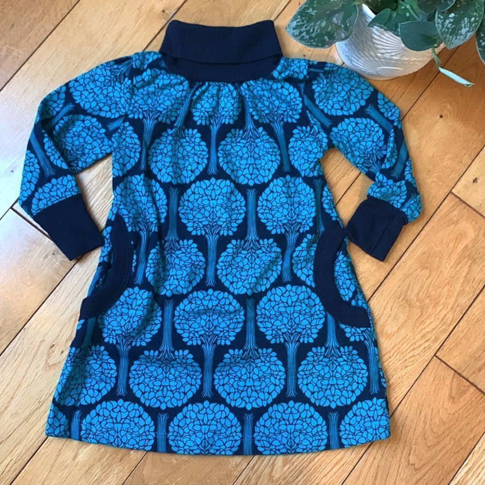 OLD NAVY Tree Graphic Teal And Navy Dress Toddler Girls 12-18 M